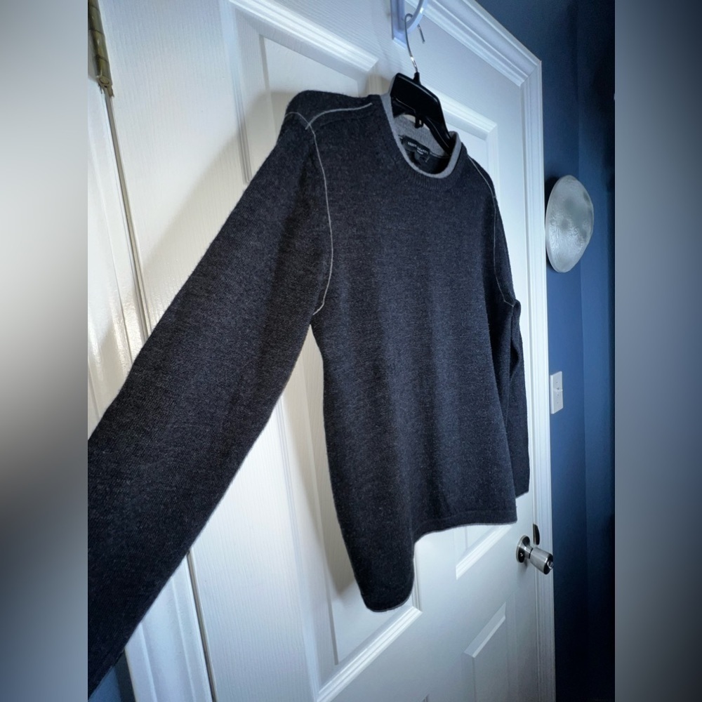 Robert Barakett Men’s Medium Gray 100% Merino Wool Crew Neck Pullover Sweater M - Picture 5 of 14